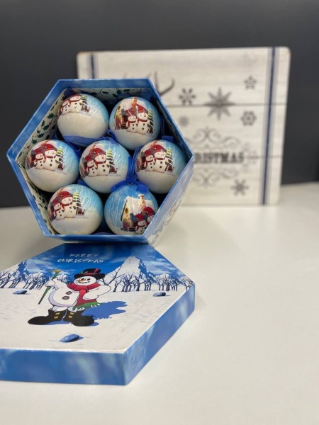 Шар-декор новогодний набор в коробке (14 шт)  Merry Christmas Snowman